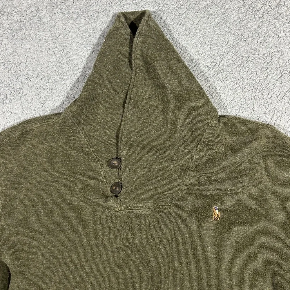 Polo Ralph Lauren Sweater Mens Medium Green Knit Shawl Neck Preppy Pullover#2881